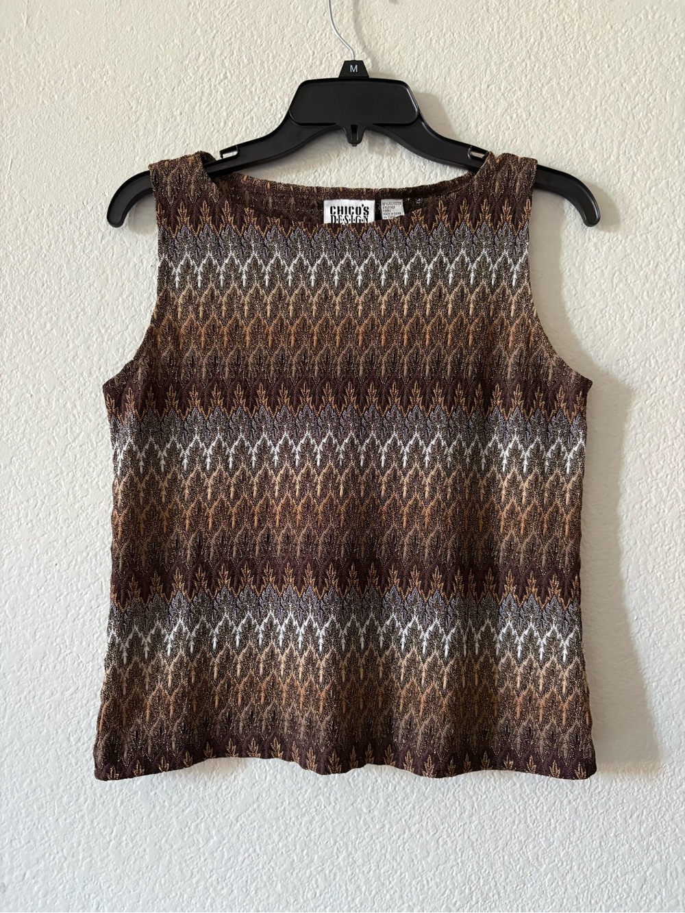 Chico's Brown Multi-Pattern Knit Tank Top